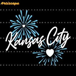 kc baseball fireworks heart svg digital download