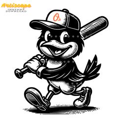 baltimore orioles hold baseball bat svg digital download