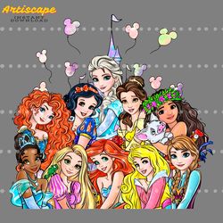 retro disney princess castle balloons png