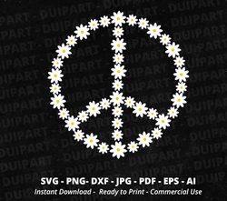 daisy peace svg, peace sign svg, daisy flower svg, cricut svg, floral peace sign, peace with daisy, positive shirt,summe