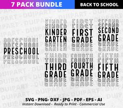 stacked grade bundle svg, back to school bundle, back to school shirts,first day of school svg,school svg bundle, teache