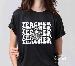 stacked teacher svg, leopard apple svg, teacher svg, teacher typography svg, back to school svg,cricut svg,teacher life