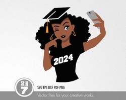 class of 2024 svg - senior 2024 svg - black woman svg - afro girl svg