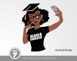 black woman with glasses svg - afro girl svg - graduation svg - senio svg - bae svg - svg cutting file