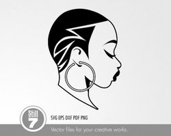 short hair black woman svg - african american svg