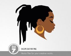 black woman svg - dreadlocks svg - locs svg - african american svg - svg cutting file