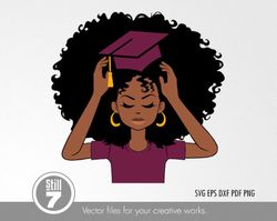 afro woman svg - graduation burgandy svg - senior burgandy svg - svg cutting file