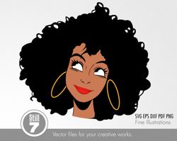 black woman svg - afro woman svg - color svg dxf eps pdf png