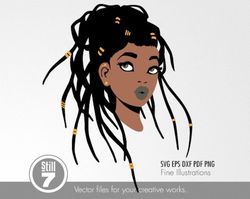 black girl svg - dreadlocks- svg cutting files - eps dxf pdf png