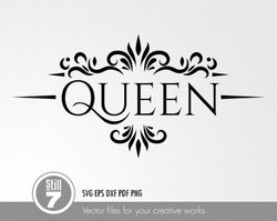 queen logo - svg cutting files - eps dxf pdf png