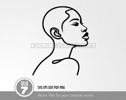black woman's face | short hair | minimalist one line art | clean graphic design