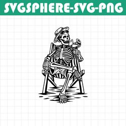 sitting skeleton svg | sunglass skull svg | beach chair svg | cocktail drink chill relax | cut files clip art vector dig