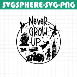 never grow up svg, neverland svg, flying svg, stars svg, tink svg, family trip svg, cut file svg, dxf, eps, png, silhoue