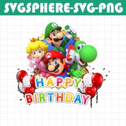 mario bro svg , super mario happy birthday svg . queen peech birthday svg ,