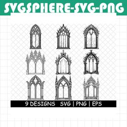 gothic victorian window haunted eerie medieval glass png,svg,eps,cricut,silhouet