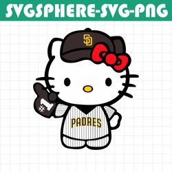 kawaii kitty svg, padres svg, padres kawaii kitty, baseball kawaii kitty svg