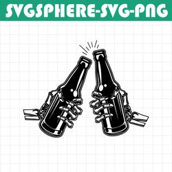 skeleton cheers svg , skeleton hand holding a beer mug , beer cheers svg , b