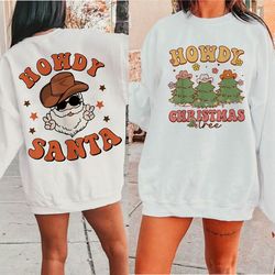 howdy santa png, christmas season png, western christmas shirt png, christmas png, retro christmas png shirt, retro png