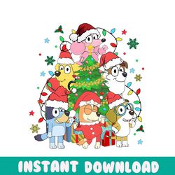 bluey characters merry christmas png sublimation file