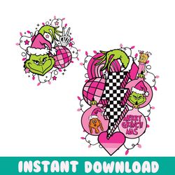 retro pink grinchmas lightning bolt svg for cricut files