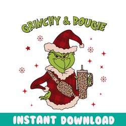 grinchy and bougie christmas tumbler svg graphic design file