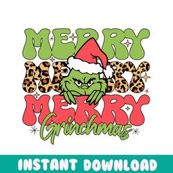 Cute Merry Grinchmas Santa Hat SVG Digital Cricut File