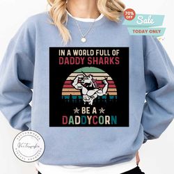 in a world full of daddy sharks be a daddycorn vintage svg files for silhouette, files for cricut, svg, dxf, eps, png instant download8