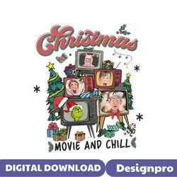 vintage christmas movie and chill png