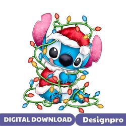 retro lilo and stitch christmas lights png download file