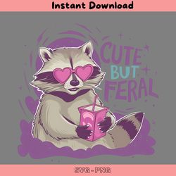 purple cute but feral raccoon milk png digital download files
