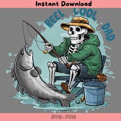 fishman reel cool dad skeleton png digital download files