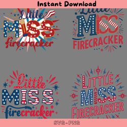little miss firecracker svg png bundle digital download files