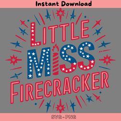 retro little miss firecracker 4th of july svg