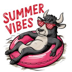 summer vibes cow funny beach png digital download files