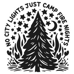 vintage no no city lights just camp fire nights tree svg
