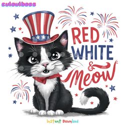 patriotic cat red white and meow png digital download files