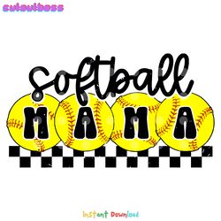 softball mama retro checkered mama svg digital download files