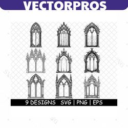 othic victorian window haunted eerie medieval glass png,svg,eps,cricut,silhouette,cut,engrave,stencil,sticker,decal,vec