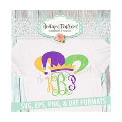 distressed mardi gras jester hat svg cut file - instant download