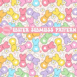 pastel easter bunny peep rabbits seamless paper, easter digital paper, kids boys cute reapting pattern, easter fabric de