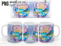 3d countryside landscape mug wrap, country paper quilling mug png, 3d mug design png, 3d mug wrap, trending wraps, 11 oz