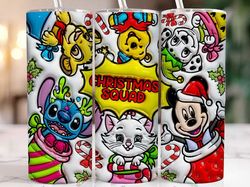 3d inflated cartoon christmas tumbler wrap, 3d inflated mouse christmas tumbler png, 20oz tumbler wrap, christmas squad