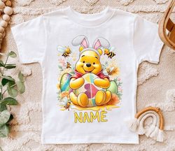 personalized easter glitter pooh bear png, cute bunny easter clip art, sparkle easter png, easter egg png, winnie the po