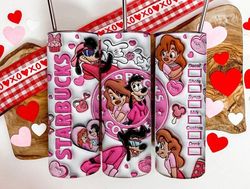 3d max and roxanne valentine tumbler design png, 3d inflated valentine tumbler wraps, 20oz skinny tumbler, valentine cof