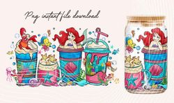 princess can glass wrap, little mermaid 16oz libbey glass can,cartoon can glass png, princess can wrap, can glass wrap,