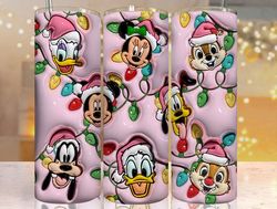 3d inflated pink cartoon christmas tumbler wrap, inflated tumbler wrap, 20 oz tumbler wrap, mouse and friends, christmas