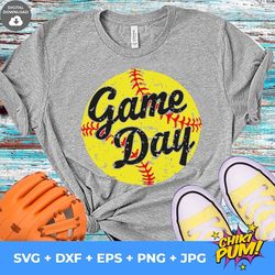 game day svg, softball svg, softball mom svg, sports mom distressed svg, softball cut file, softball shirt svg, game day
