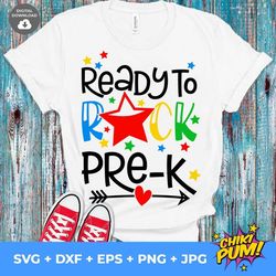 ready to rock pre-k, 1st day of pre-k, back to school, hello pre-k, pre-k clipart, cute pre-k, cut file, svg