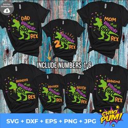 dinosaur birthday girl family bundle svg, girls t rex party svg, family saurus svg, , dxf eps png, dino shirt design, si