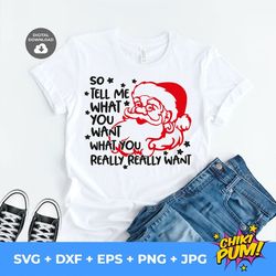 so tell me what you want what you really really want svg, funny santa svg, funny christmas svg